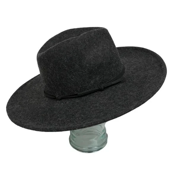 NEW Universal Thread Womens Wide Brim Wool Felt Fedora Hat Charcoal Gray Western - Picture 1 of 6